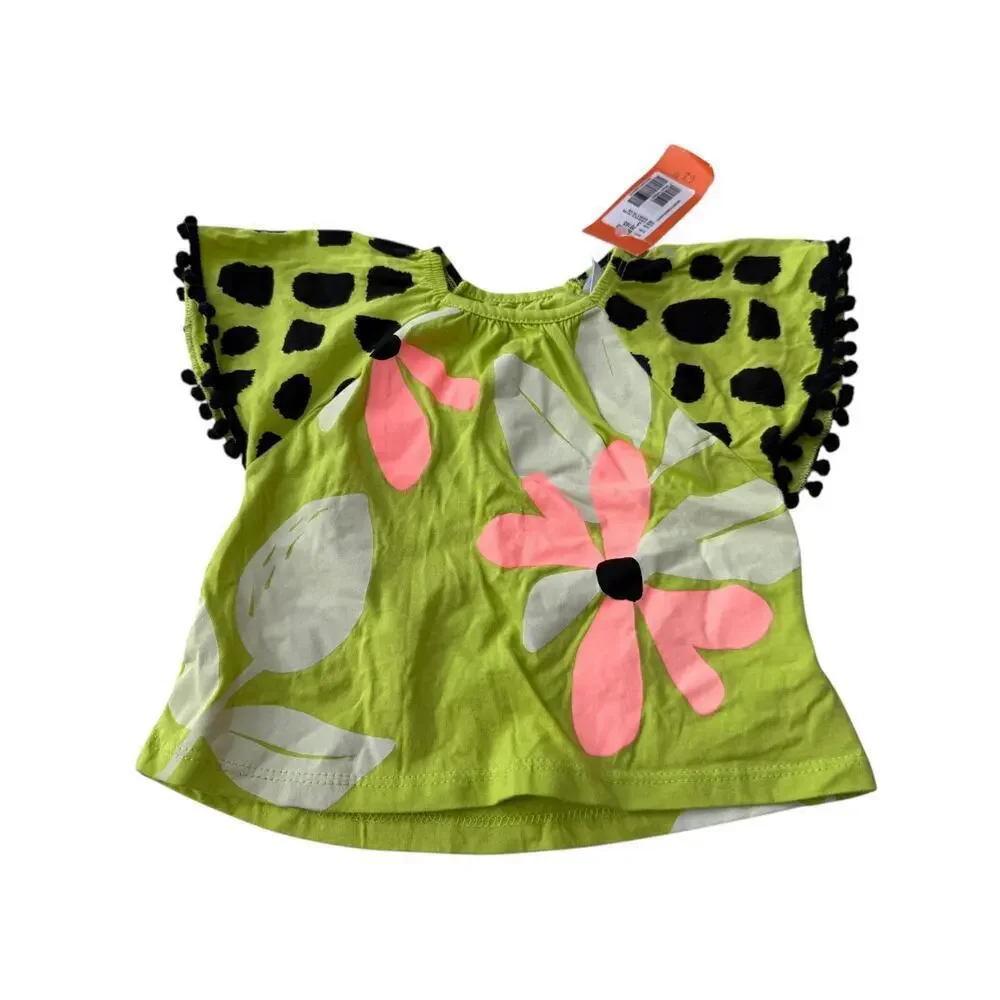 NWT Nanai Girls Green/Black Blouse And Shorts Set Size 3